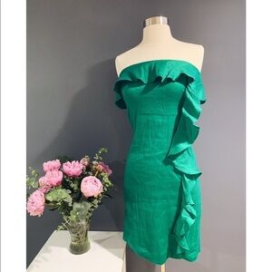 Banana Republic Strapless Ruffle Linen Midi Dress